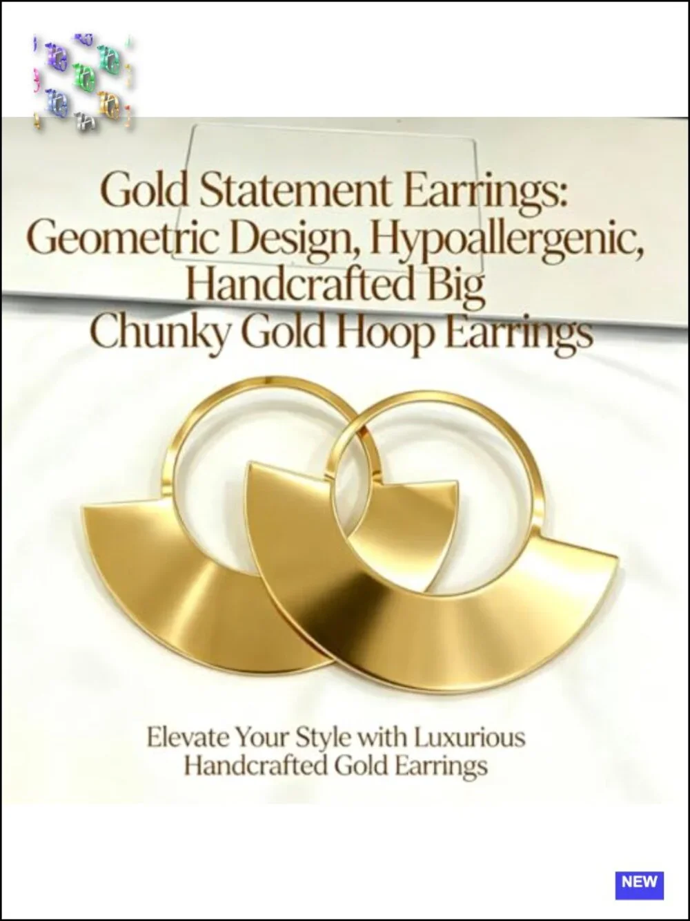 Large Gold Statement Hoop Earrings for Women, Trendy Oversized Geometric Disco